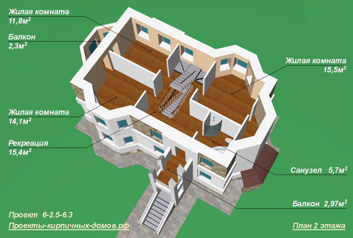 План второго этажа дома №6-300